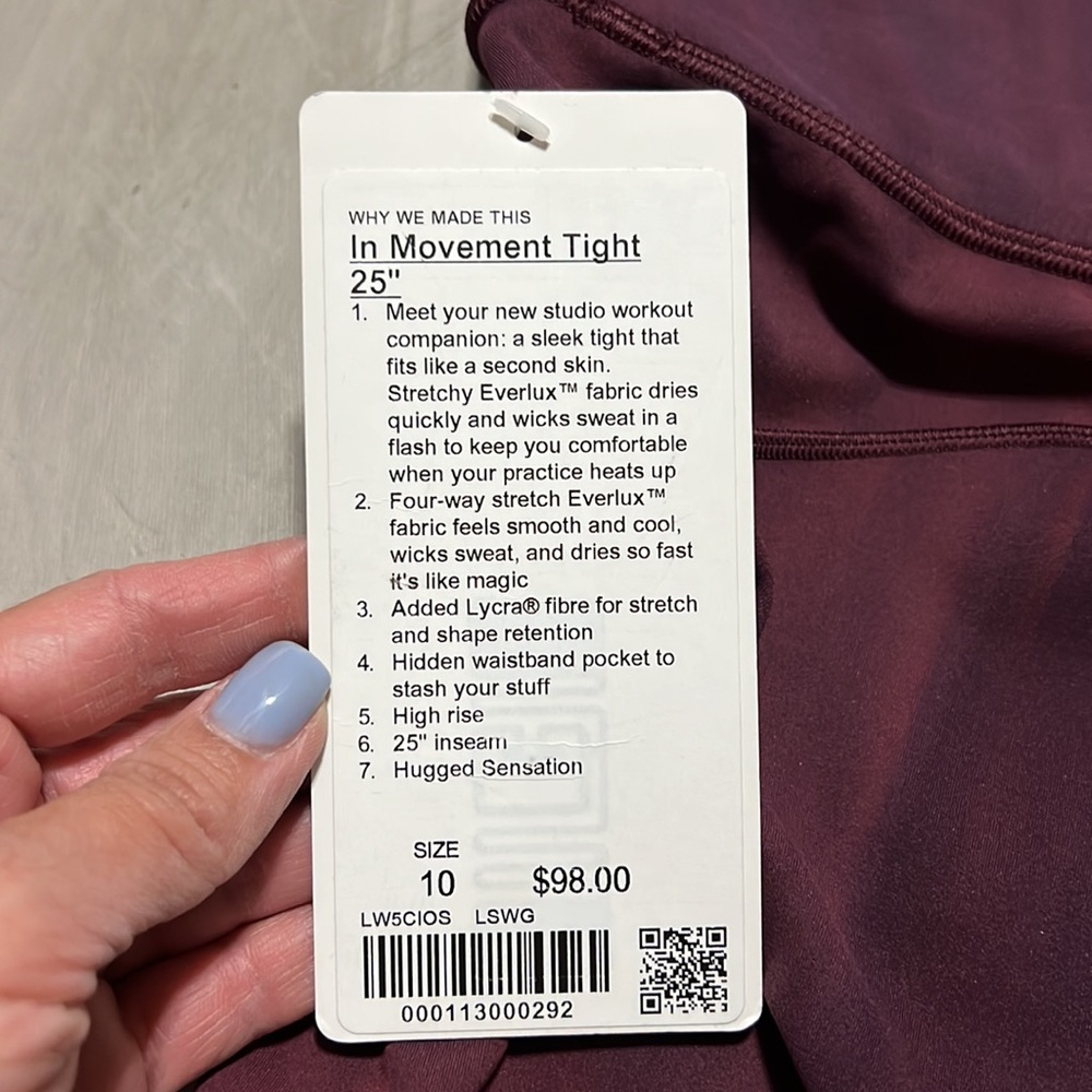 🍋🦄Lululemon In Movement Tight 25” *Everlux, NWT - Picture 10 of 12